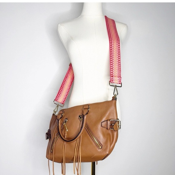 Rebecca Minkoff Large Moto Satchel – Tan Pebbled Leather Handbag Revolve - Picture 6 of 7